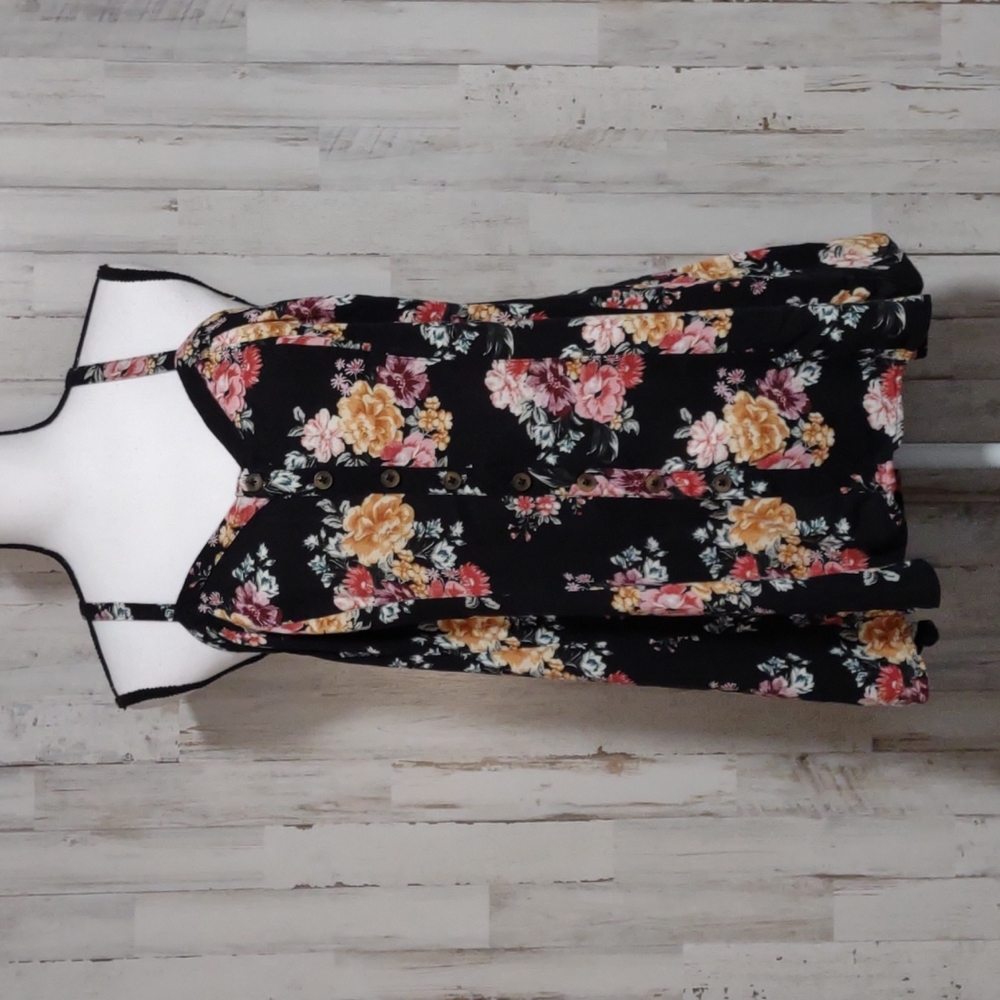 Torrid Black Floral Spaghetti Strap Top